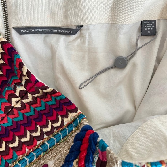 Anthropologie Cynthia Vincent Embroidered Western Boho Embroidered Skirt Size S - Picture 3 of 9